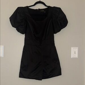 DO+BE Black Satin Puff Sleeve Romper